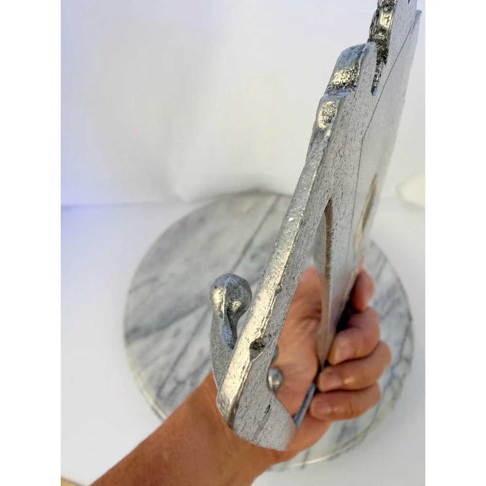 Vintage Pewter Finish Metal Key Rack - Country Cottagecore Swan Wall Hooks